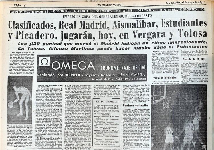 Imagen principal - Sesenta años de la última Copa jugada en Gipuzkoa