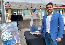 Víctor Lasa, candidato a la alcaldía de Donostia, en el acto.