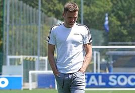 Asier Illarramendi, en la sala de prensa durante su despedida.