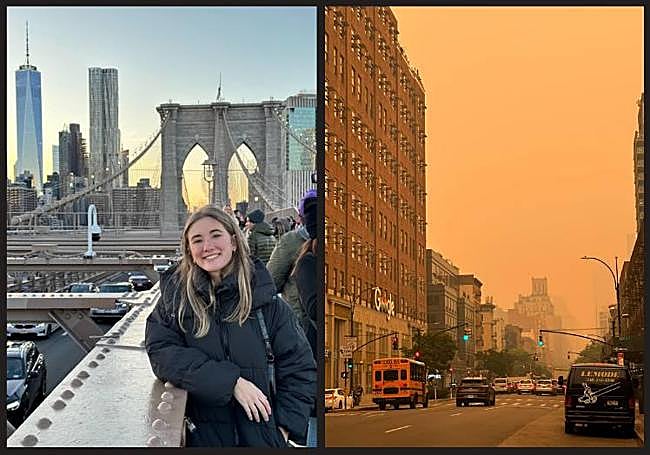 Maider en Nueva York junto a una de las fotos que ha tomado estos días.