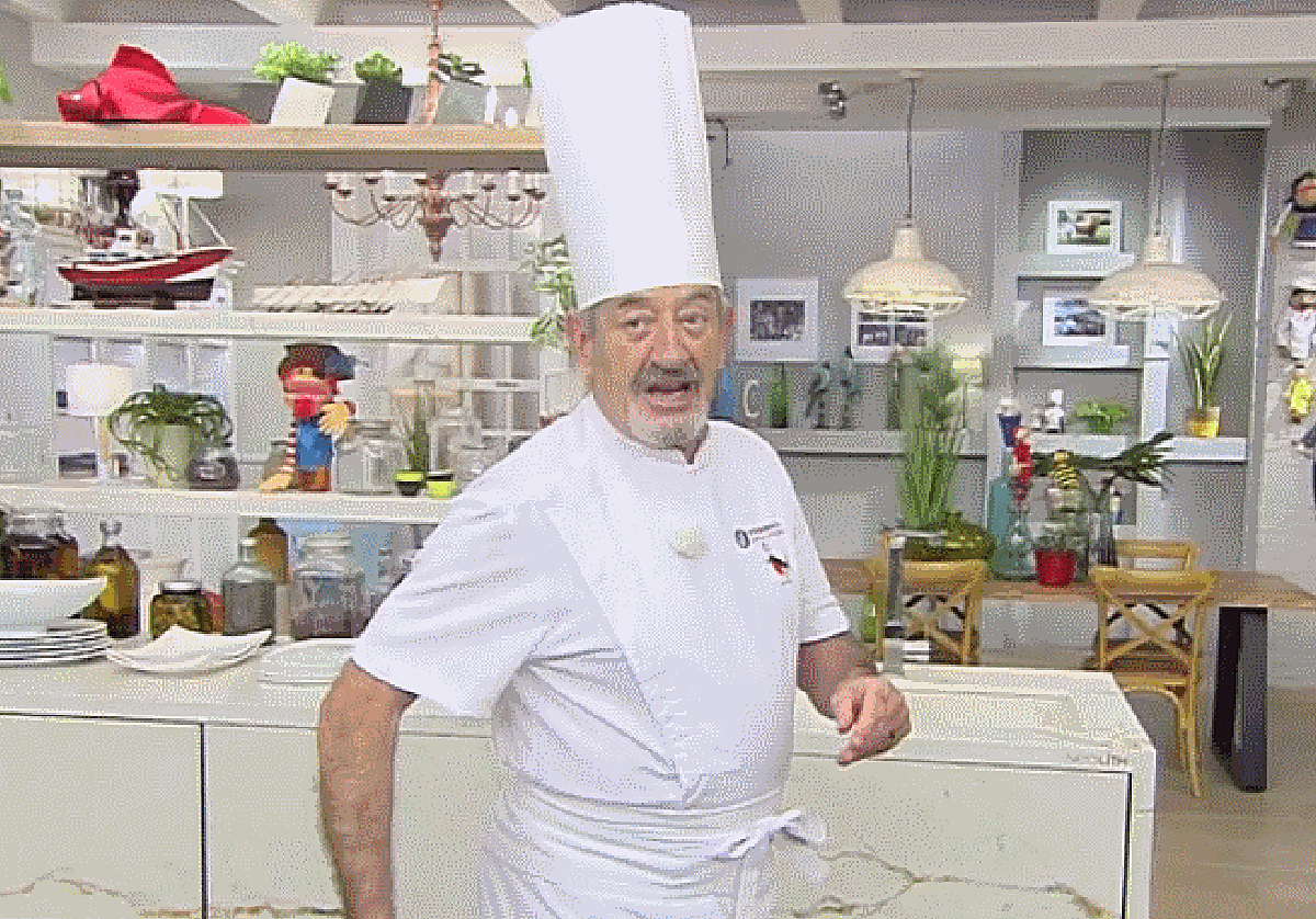 Karlos Arguiñano, entre receta y receta en Cocina Abierta.