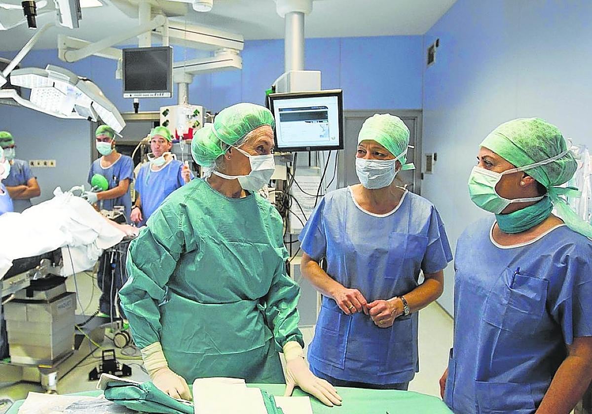 Sanitarios asisten a una intervención quirúrgica en el Hospital Donostia.