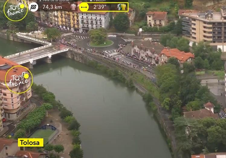 Imagen principal - Tolosa da su cálida bienvenida al Tour, a pesar de la lluvia