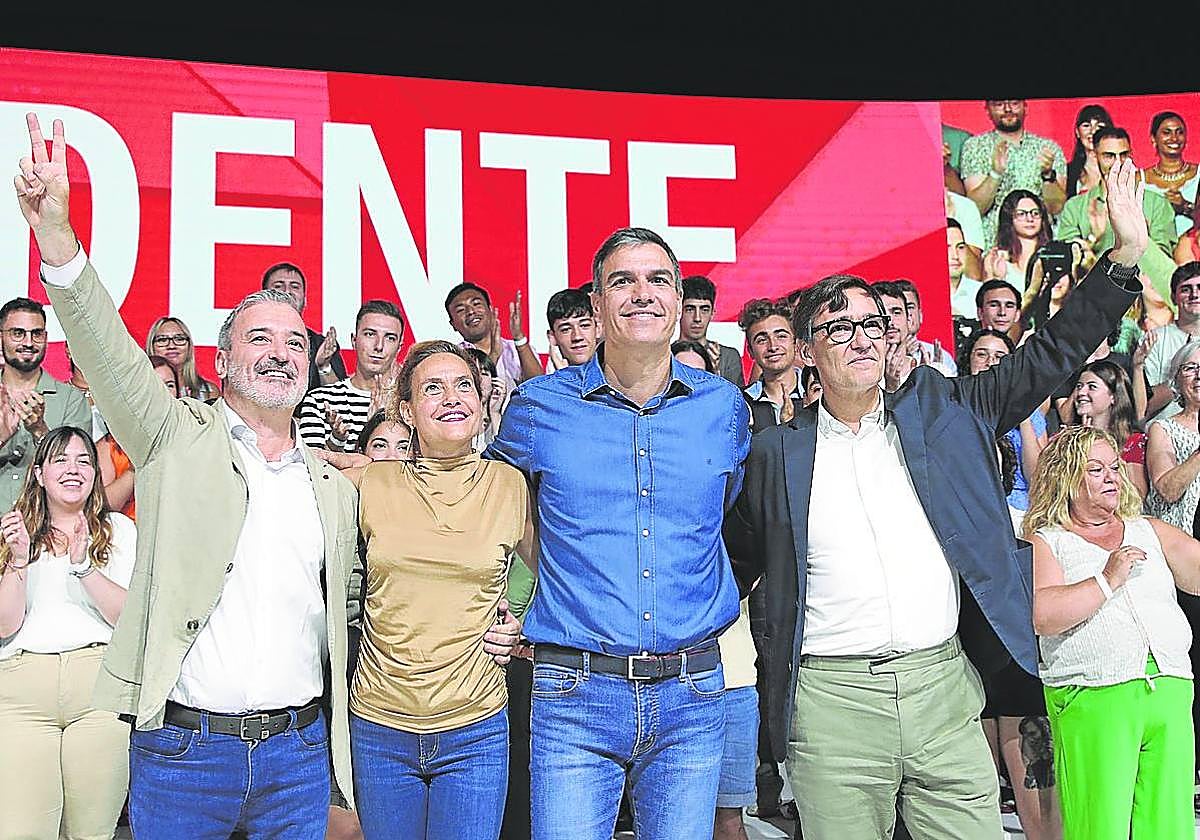 Pedro Sánchez estuvo acompañado en Barcelona por Jaume Collboni, Maritxell Batet y Salvador Illa.