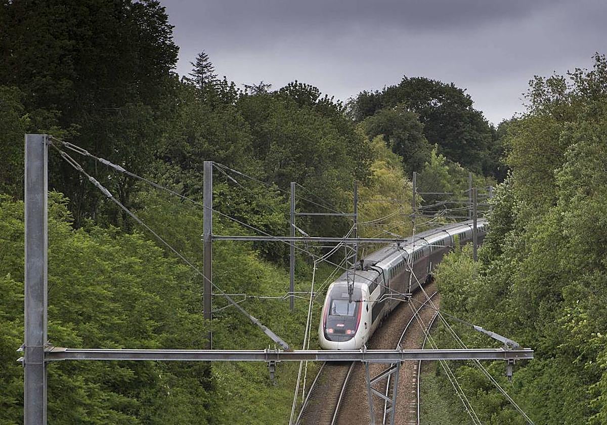 El tren a su paso por Hendaia.