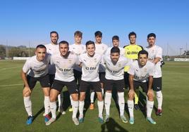 Los once jugadores elegidos por Fran Justo para partir de inicio el pasado sábado ante la UD Logroñés.