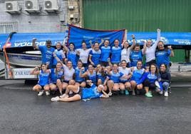 Las remeras de Zarautz Gesalaga Okelan celebran su victoria en Erandio.