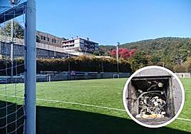 Fotografía de los cables cortados en una de las cuatro alcantarillas del campo de César Benito.
