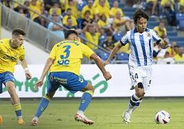 Kubo durante el último encuentro liguero de la Real.