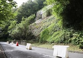Talud situado en la carretera de acceso a Igeldo en el que se está realizando la obra desde este pasado lunes.
