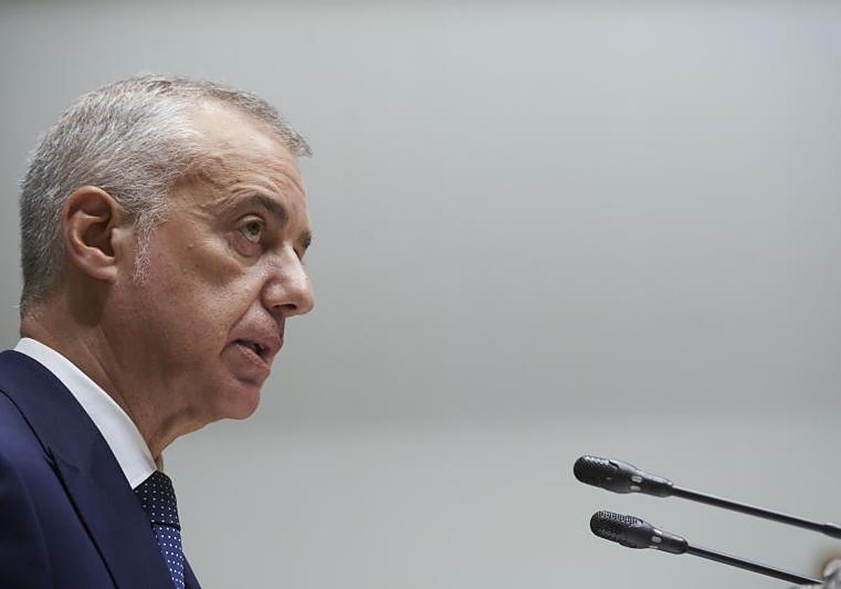 El lehendakari Urkullu en su intervención este jueves en el Parlamento Vasco