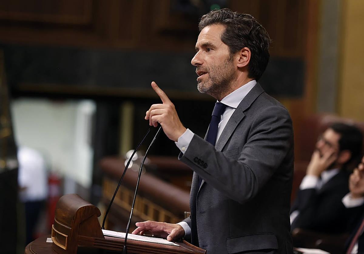Borja Semper realiza su intervención este martes en el Congreso de los Diputados.
