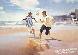 Un cuadro futbolero al estilo Sorolla para dar la bienvenida a la Real Sociedad