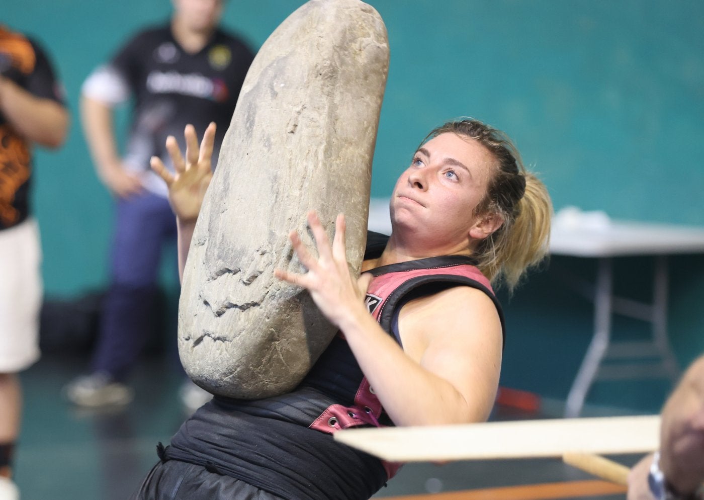 Karmele Gisasola, en pleno esfuerzo en Zarautz.
