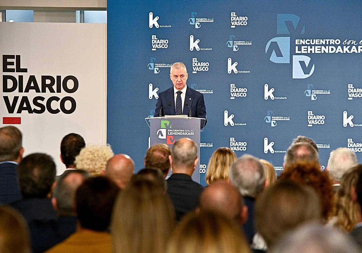 El lehendakari, Iñigo Urkullu, esta mañana en el DV Gunea.