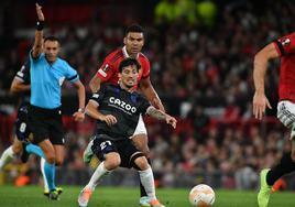 David Silva, en le partido entre la Real Sociedad y el Manchester United en Old Trafford