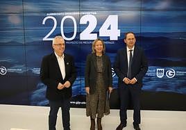 José Ignacio Asensio, Eider Mendoza y Jokin Perona, en la presentación de los Presupuestos de Gipuzkoa.