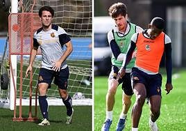 Odriozola y Aritz Elustondo, durante un entrenamiento en Zubieta.