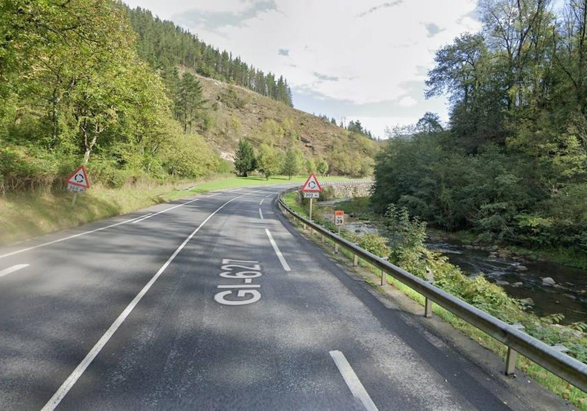 Punto de la GI-627 a la altura de Arrasate donde se ha producido el accidente.