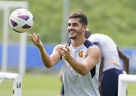 André Silva, durante un entrenamiento con la Real Sociedad.
