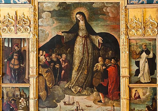 Retablo de la Virgen de los Mareantes en el Alcázar de Sevilla, primitiva sede de la Casa de Contratación.