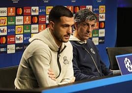 Mikel Merino e Imanol Alguacil durante la rueda de prensa de este martes.
