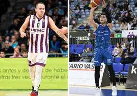 Devin Schmidt, del Real Valladolid, y Alex Barcello, del Gipuzkoa Basket.
