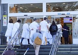 Personal médico accede al Hospital Donostia.