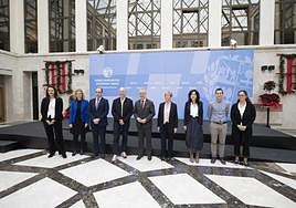 El lehendakari Urkullu, ayer junto a los promotores del BAM.