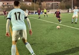 Un lance del partido del domingo entre la UDA y el Eibar en Ibarra.