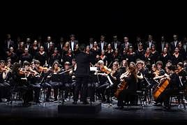 Euskadiko Gazte Orkestrako kideak, lehengo gabonetan Victoria Eugenian eskaini zuten kontzertuan.