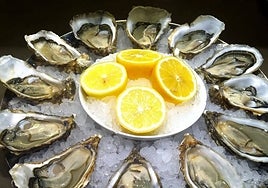 Un plato de ostras listo para comer.
