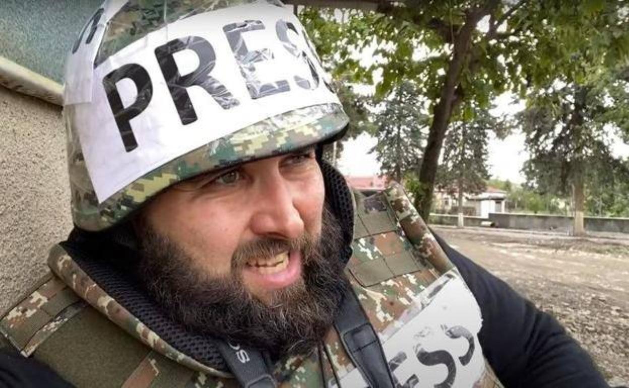 Pablo González durante una cobertura en Nagorno Karabaj.