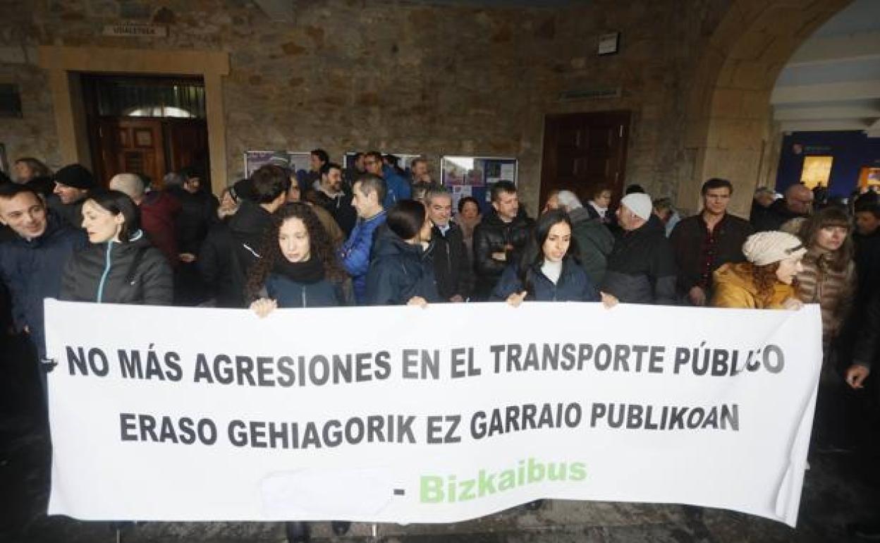 Concentración de esta mañana en Mungia.