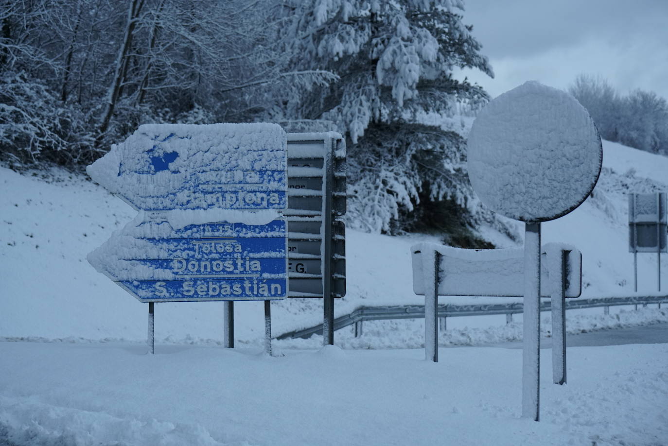 La nieve ha cubierto de nieve la zona de Berastegi.