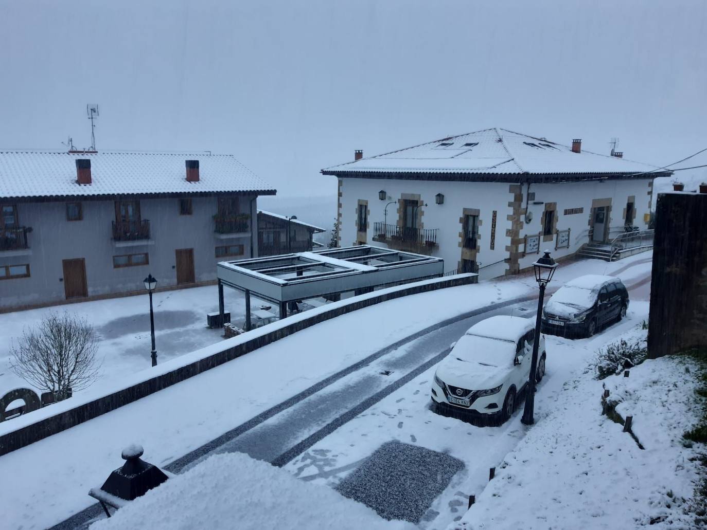 Tejados nevasdos en Itxaso