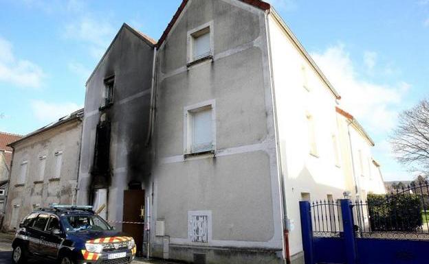 The house where the fire broke out in the French town of Charly-sur-Marne