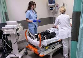 Personal sanitario del Hospital Donostia atienden a un paciente.
