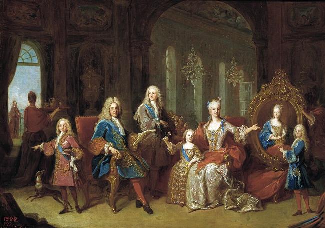 Felipe V, Isabel de Farnesio y sus hijos, por Jean Ranc (hacia 1723). Museo del Prado