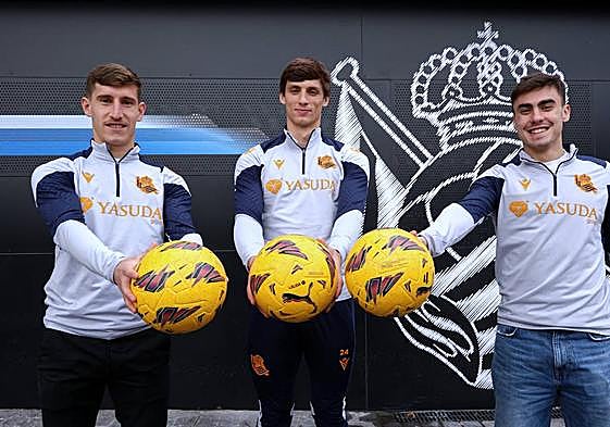 Aihen, Le Normand y Barrenetxea, esta mañana en Zubieta.