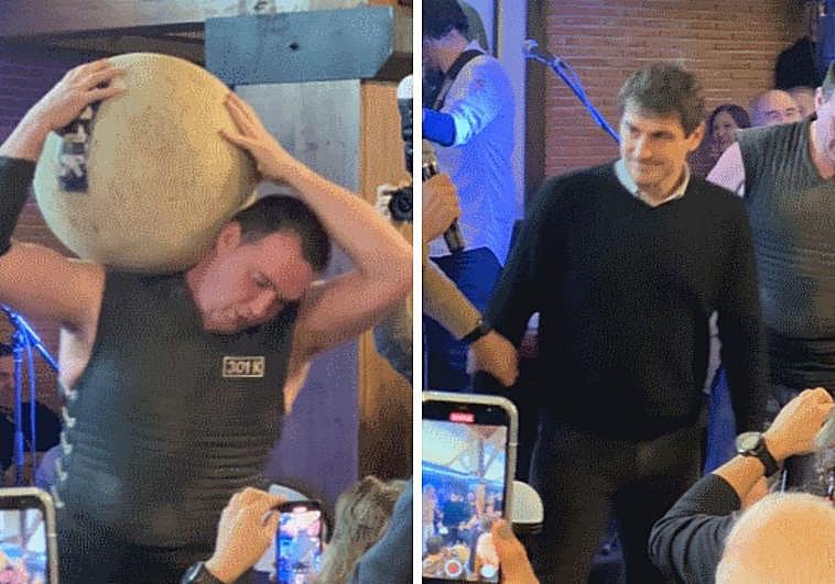 Iker Casillas intentó levantar una piedra de 111 kilogramos.