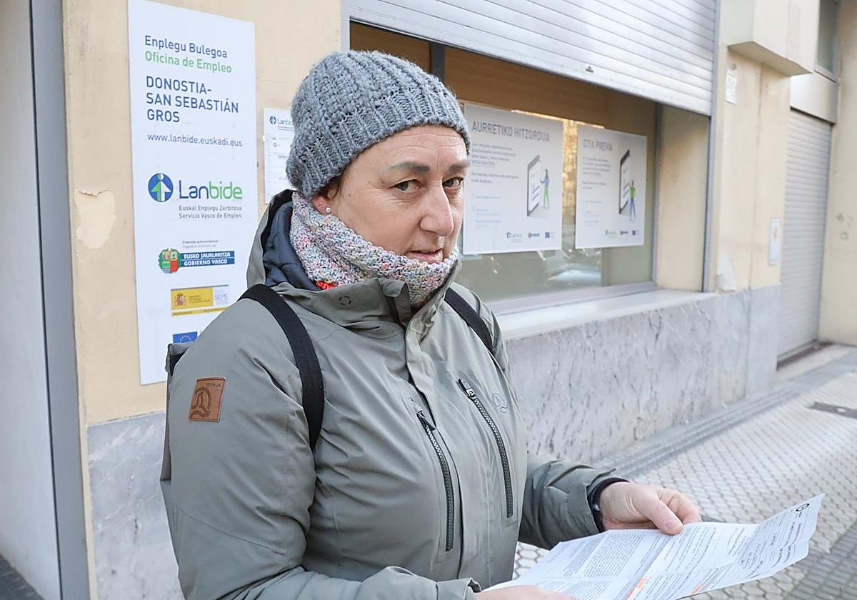 Aintzane, en la oficina de Lanbide de Gros.