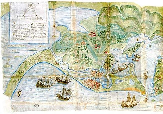 Plano de Cartagena de Indias en el siglo XVII.