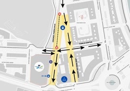 Mapa que indica cómo quedarán los cambios de sentido tras el corte.
