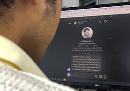 Mensaje del perfil falso de Xabi Alonso recibido por usuarios de 'X' y Facebook en Tailandia.