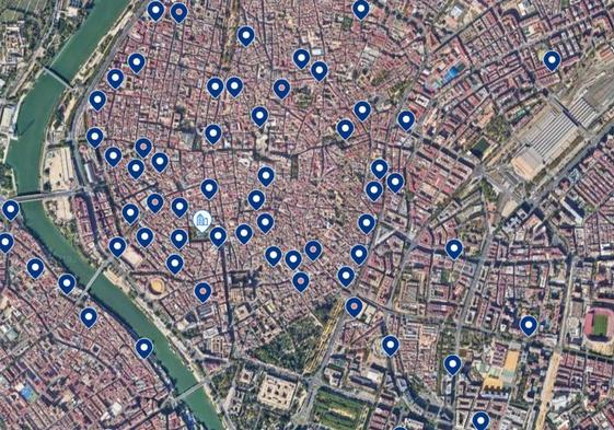 Mapa de establecimientos hosteleros disponibles para el 5 de abril