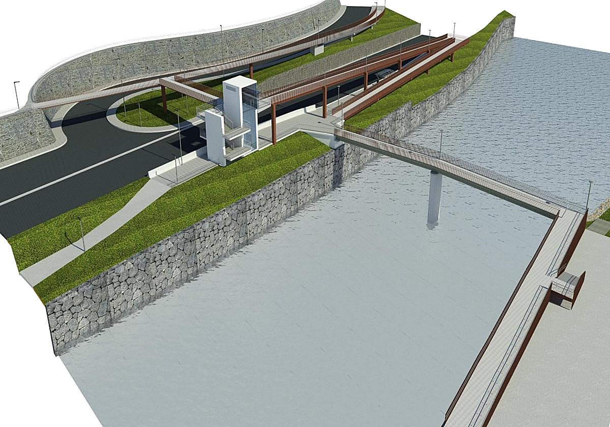 Infografía que muestra todas las pasarelas y conexiones del puente.