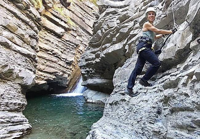 En la vía ferrata Sorrosal.
