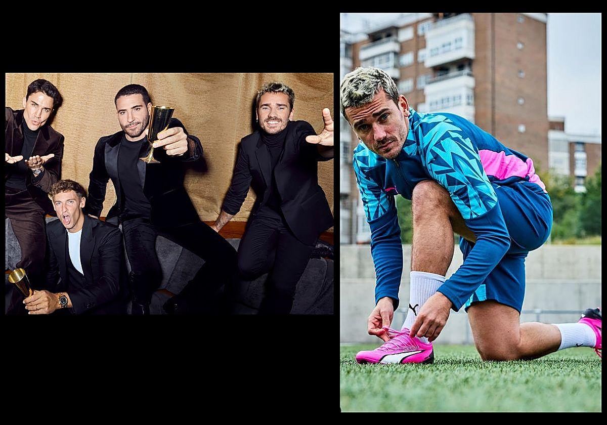 Álex González, Marcos Llorente, Miguel Ángel Silvestre y Antoine Griezzmann en el restaurante Rhudo.