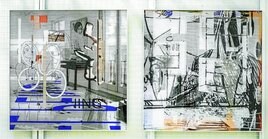 q'Serie Leger I' y 'Serie Picasso I' de Fernando y Vicente Roscubas, impresión digital sobre papel pintado.